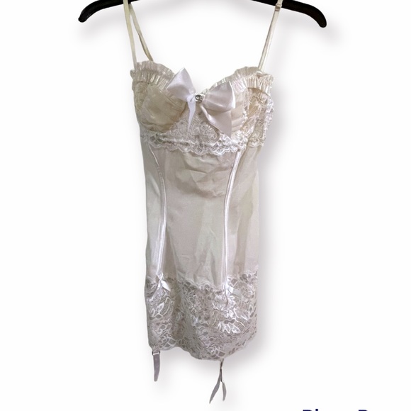 Coquette White Lacy Chemise with Padded Bra | Sexy Sparkly Lingerie Bride Lace - Picture 2 of 14
